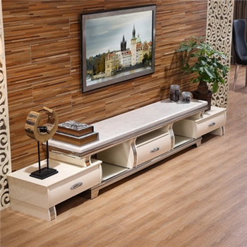 欧梵尼 电视柜可伸缩大理石台面 小户型现代简约客厅烤漆组合地柜